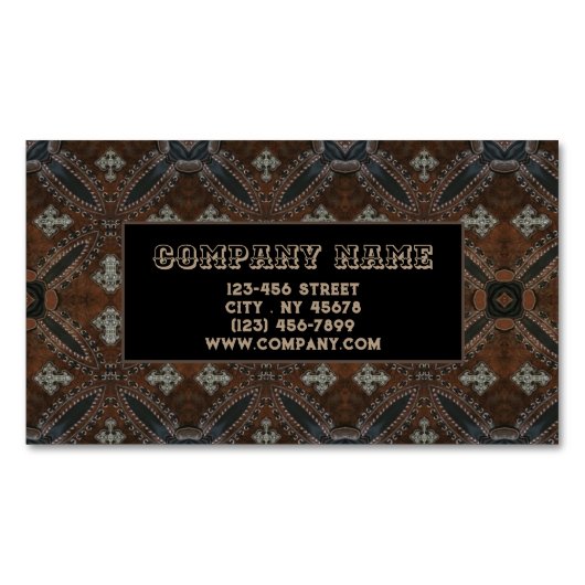 Primitives Cowboy Western Land Tooled Leather Magnetische Visitenkarte (Vorderseite)