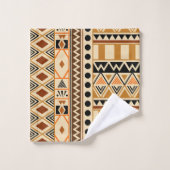 Primitives ethnisches Stammmuster in den Erdfarben Badhandtuch Set (Waschlappen)