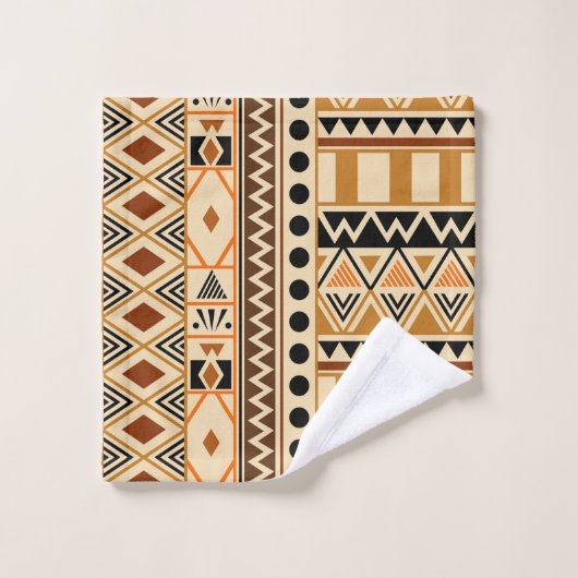 Primitives ethnisches Stammmuster in den Erdfarben Badhandtuch Set (Waschlappen)