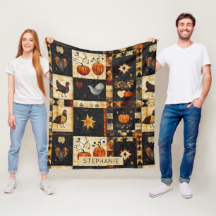Primitives Folkkunstmuster Rustikaler Herbst Fleecedecke
