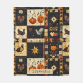 Primitives Folkkunstmuster | Rustikaler Herbst Fleecedecke (Vorderseite)