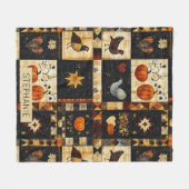 Primitives Folkkunstmuster | Rustikaler Herbst Fleecedecke (Vorderseite (Horizontal))