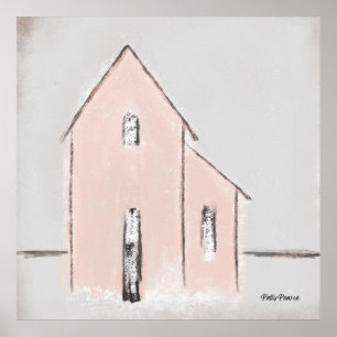 Primitives Haus in Rosa Poster