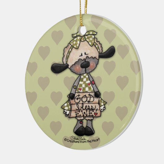 Primitives Lamm-Gott-Bless-Ewe Keramik Ornament (Links)