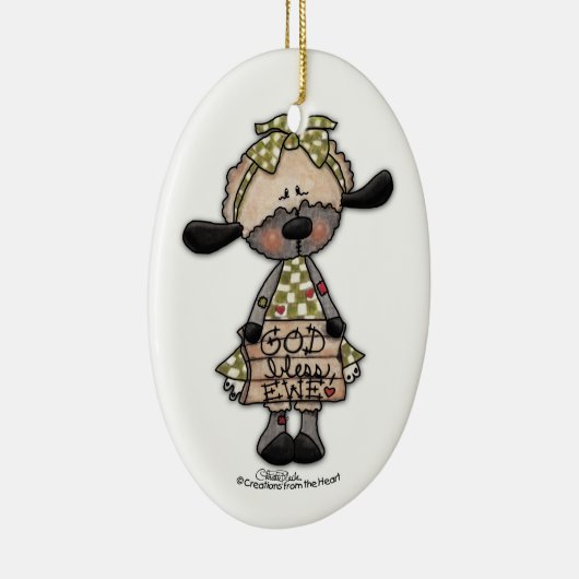 Primitives Lamm-Gott-Bless-Ewe Keramikornament (Rechts)