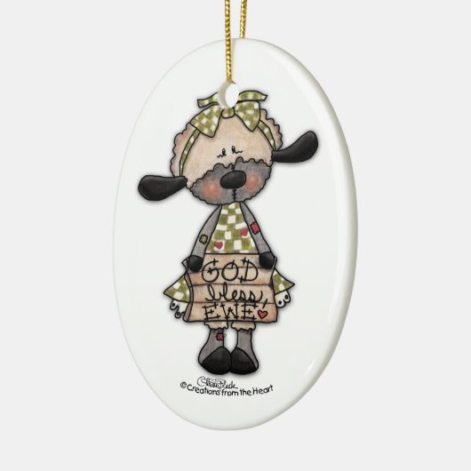 Primitives Lamm-Gott-Bless-Ewe Keramikornament (Links)