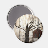 Primitives Land Holz Winterbaum Roter Stall Magnet (Vorderseite/Rückseite)