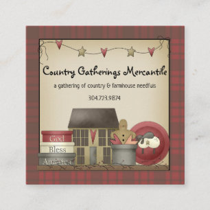 Primitives Land Kariert und Saltbox House Quadratische Visitenkarte