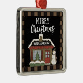 PRIMITIVES LAND MERRY CHRISTMAS HÜTTE NAME ORNAMENT AUS METALL (Rechts)