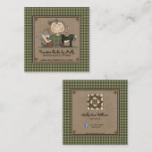 Primitives Land Rustikale Näharbeit Quadratische Visitenkarte (Vorne/Hinten)