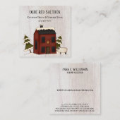 Primitives Land Rustikale Rote Winter Saltbox Scha Quadratische Visitenkarte (Vorne/Hinten)