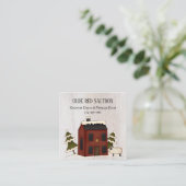 Primitives Land Rustikale Rote Winter Saltbox Scha Quadratische Visitenkarte (Stehend Vorderseite)