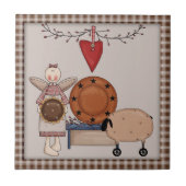 Primitives Land Sonnenblumen Schafe und Engel Fliese (Vorderseite)