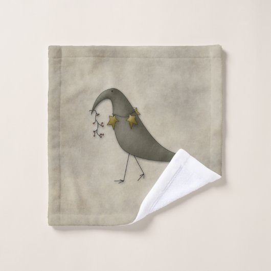 Primitives Landdesign verrückt nach Krähen Badhandtuch Set (Waschlappen)