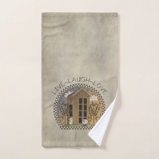Primitives Länderdesign Live-Laugh-Liebe Badhandtuch Set (Handtuch)