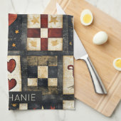 Primitives Quiltmuster für den Herbst | Ernte Geschirrtuch (Viertel Falte)