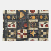 Primitives Quiltmuster für den Herbst | Ernte Geschirrtuch (Horizontal)