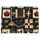 Primitives Quiltmuster für den Herbst | Ernte Große Geschenktüte (Vorderseite)