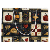 Primitives Quiltmuster für den Herbst | Ernte Große Geschenktüte (Rückseite)