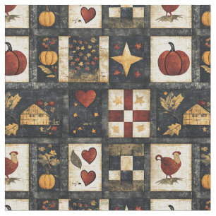 Primitives Quiltmuster für den Herbst   Ernte Stoff