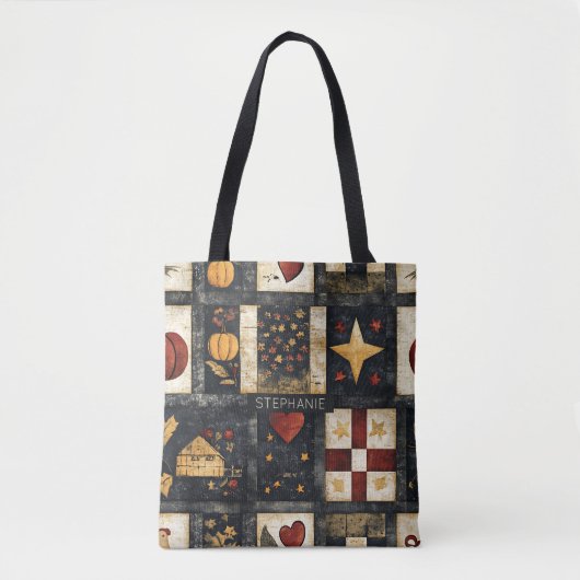 Primitives Quiltmuster für den Herbst | Ernte Tasche (Vorderseite)