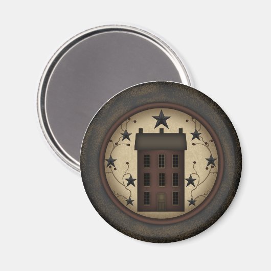 Primitives Red Saltbox House Magnet (Vorderseite/Rückseite)