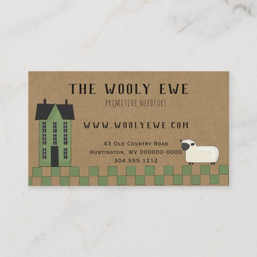 PRIMITIVES SALTBOX-HAUS AUF DER KRAFT-GESCHÄFTSKAR VISITENKARTE (Vorderseite)