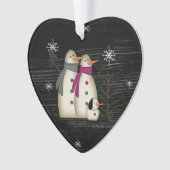 Primitives Schneekoppel mit Hunde-Acryl-Ornament Ornament (Vorderseite)
