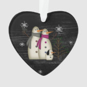 Primitives Schneekoppel mit Hunde-Acryl-Ornament Ornament (Rückseite)