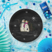 Primitives Schneekoppel mit Hundepapier-Tellern Pappteller (Party)