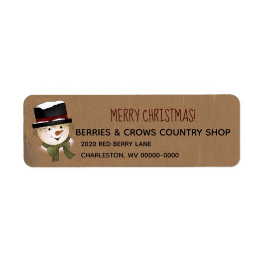 Primitives Snowman Rustic Address Label (Vorne)