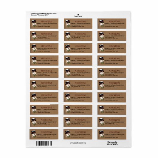 Primitives Snowman Rustic Address Label (Vorne)