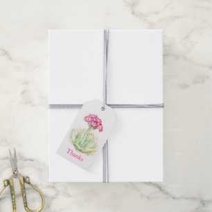 Primrose Aquarellkunst Danke an die Tags Geschenkanhänger