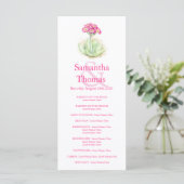 Primrose Aquarellpinke Hochzeitskarte Programm (Stehend Vorderseite)