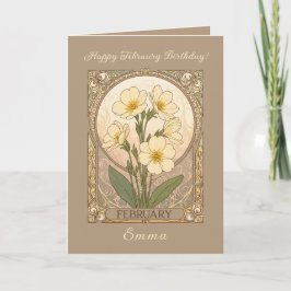 Primrose Birthday Flowers February Art Nouveau Sty Karte