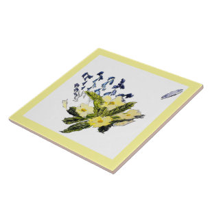 Primrose Bluebells Blaue Gelbe Natur Fliese