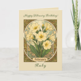 Primrose February Birthday Flowers Art Nouveau Sty Karte