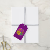 Primrose fine art painting Pink lila gift tag Geschenkanhänger (Mit Garn)