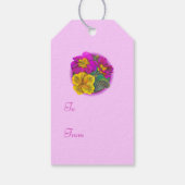 Primrose fine art painting Pink lila gift tag Geschenkanhänger (Rückseite)
