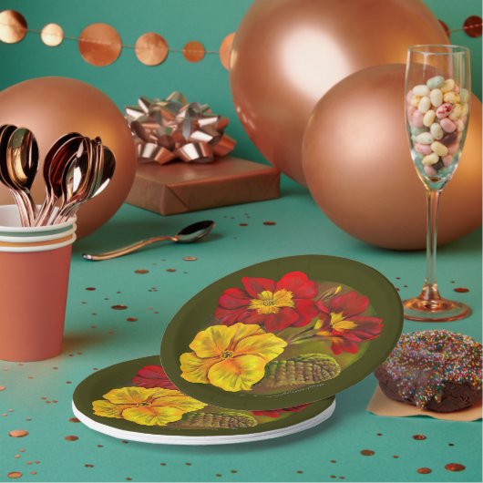 Primrose Gelb-grüne Kunstfeder Pappteller (Multi)