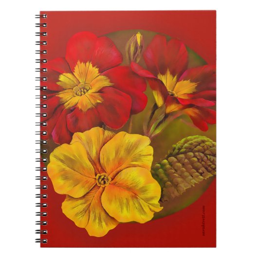 Primrose Red Gelb Fine Art Notebook Notizblock (Vorderseite)
