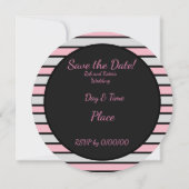 Primrose rosa Blume fette Streifen Monogramm Save The Date (Rückseite)