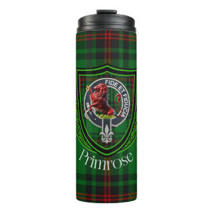 Primrose-Schottischer-Clan-Tartan & Wappen Thermosbecher