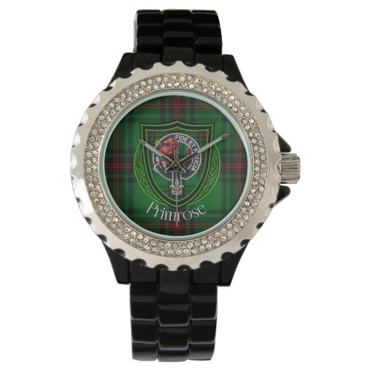 Primrose Scottish Clan Tartan & Crest Armbanduhr (Vorderseite)