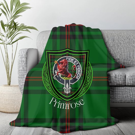 Primrose Scottish Clan Tartan Crest Fleecedecke