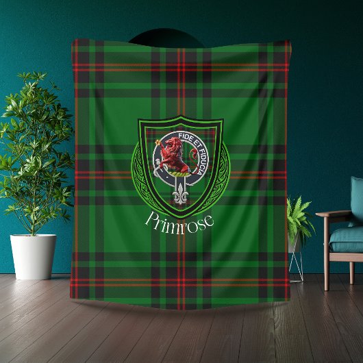 Primrose Scottish Clan Tartan Crest Fleecedecke