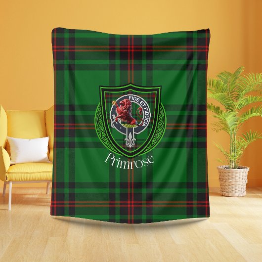 Primrose Scottish Clan Tartan Crest Fleecedecke