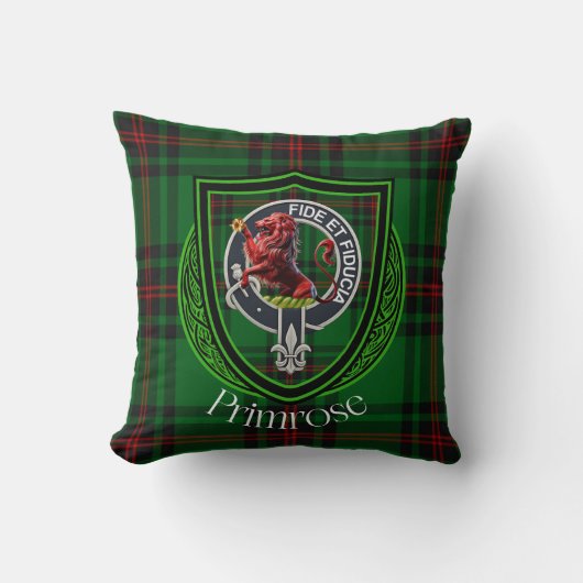 Primrose Scottish Clan Tartan & Crest Kissen (Vorderseite)