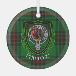 Primrose Scottish Clan Tartan & Crest Ornament Aus Glas