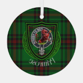 Primrose Scottish Clan Tartan & Crest Ornament Aus Glas (Rückseite)